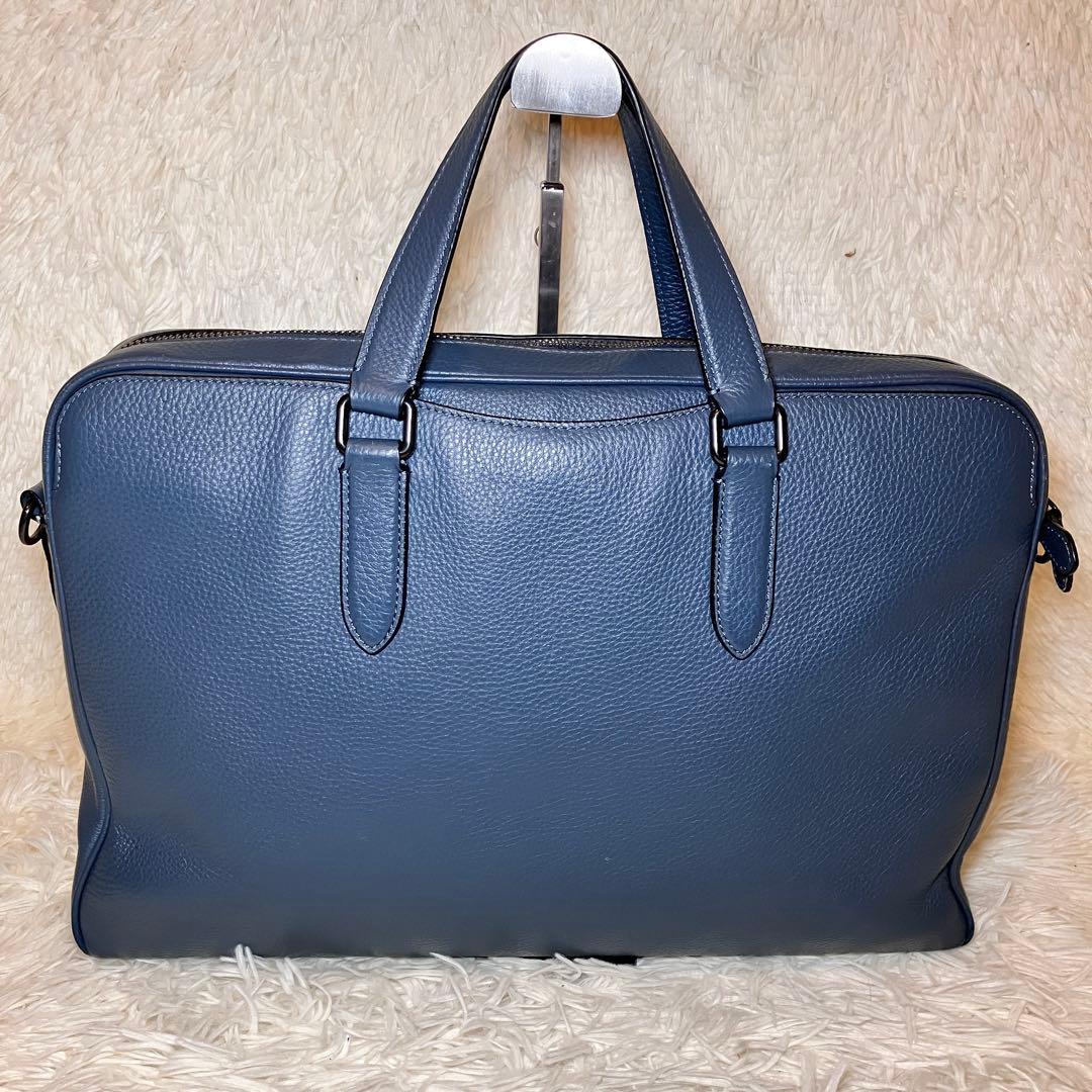 ☆良品☆ コーチ ブリーフケース グラハム 2way A4 レザー ブルー