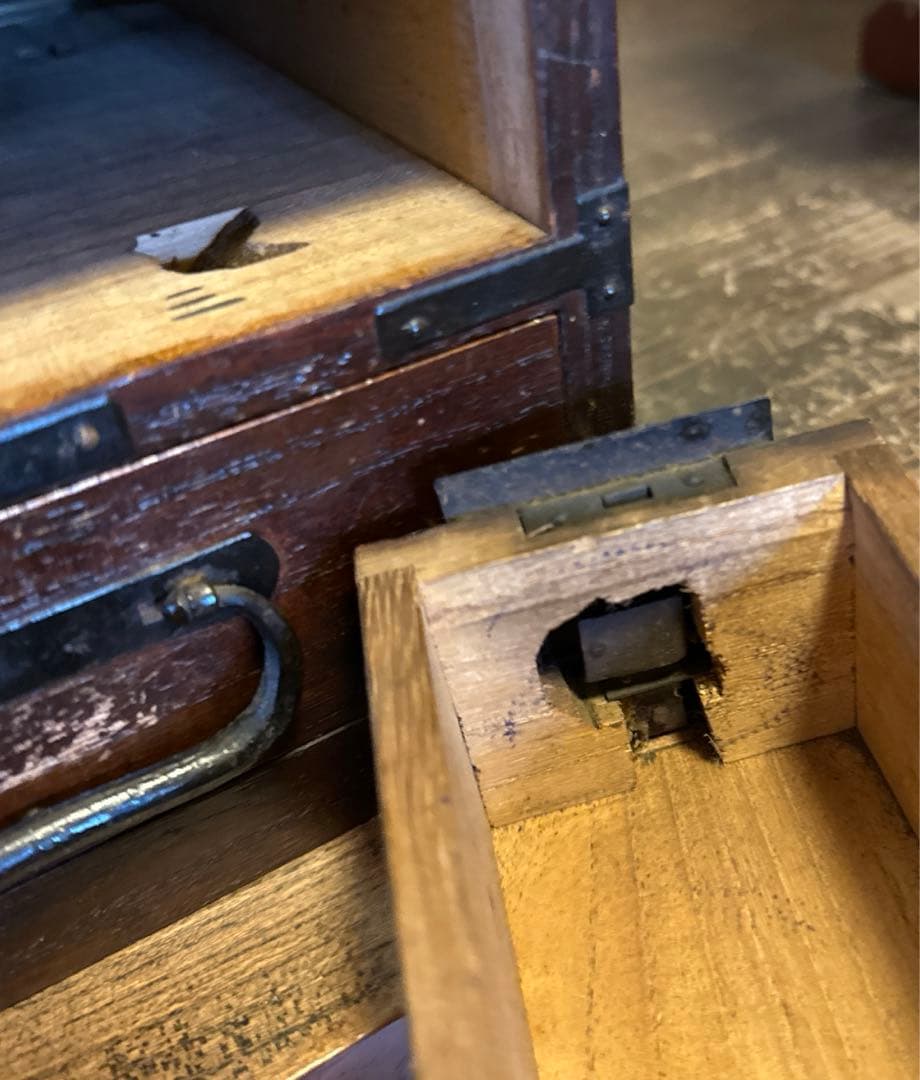 724 時代箱 収納箱　小物入れ　小引出し　墨道具入れ　古道具