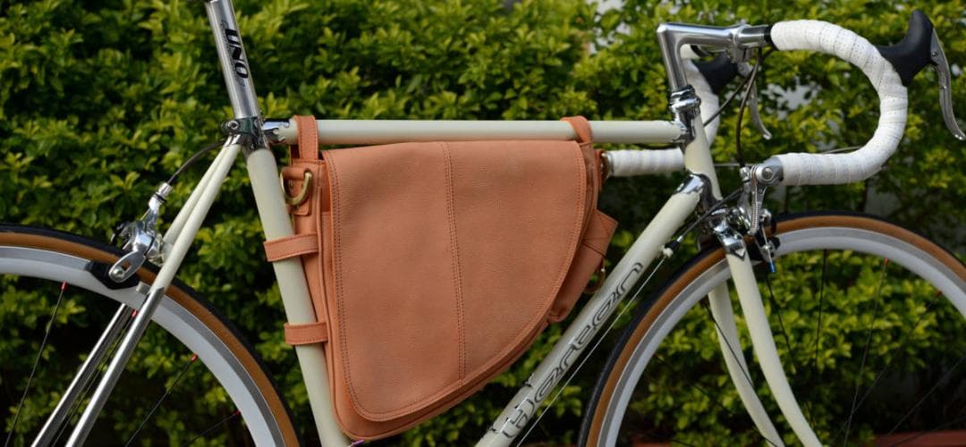 値下げ フレームバッグ 革2way 自転車 斜めがけ ショルダーバッグ レトロ