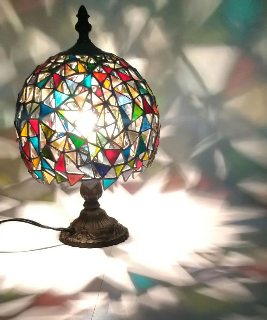 ステンドグラスランプステンドガラス2重シェードテーブルランプベッドサイドランプ