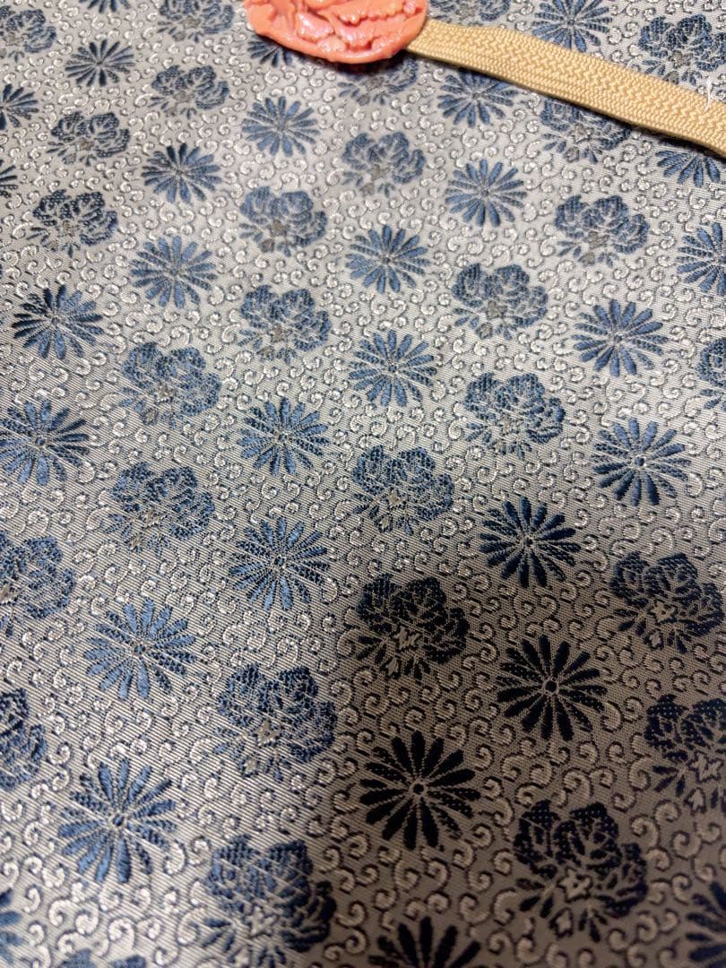 正絹　結城紬　美品　黒地　袷　正絹アンティーク名古屋帯