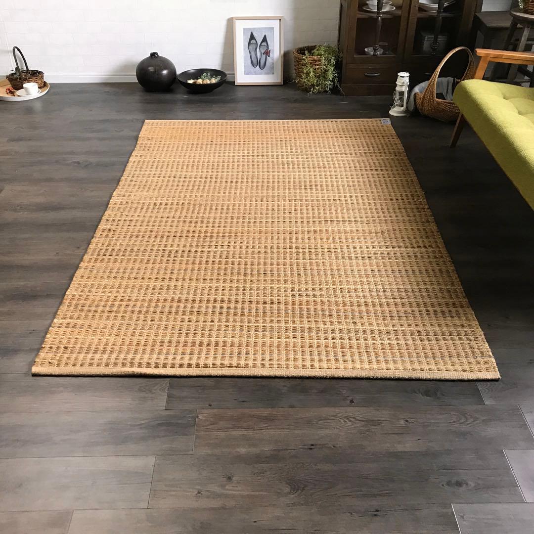超レア 143x204cm 1.5畳 麻と水草 ラグ ラグマット 夏用 平織り