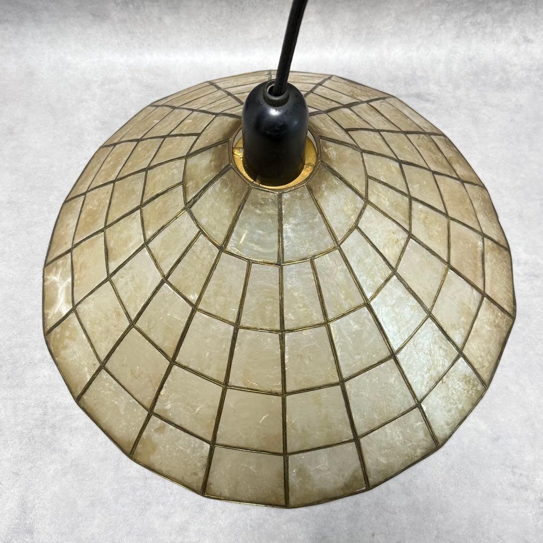 ヴィンテージ シェルシェードペンダントライト ランプ カピス貝 照明 レトロ