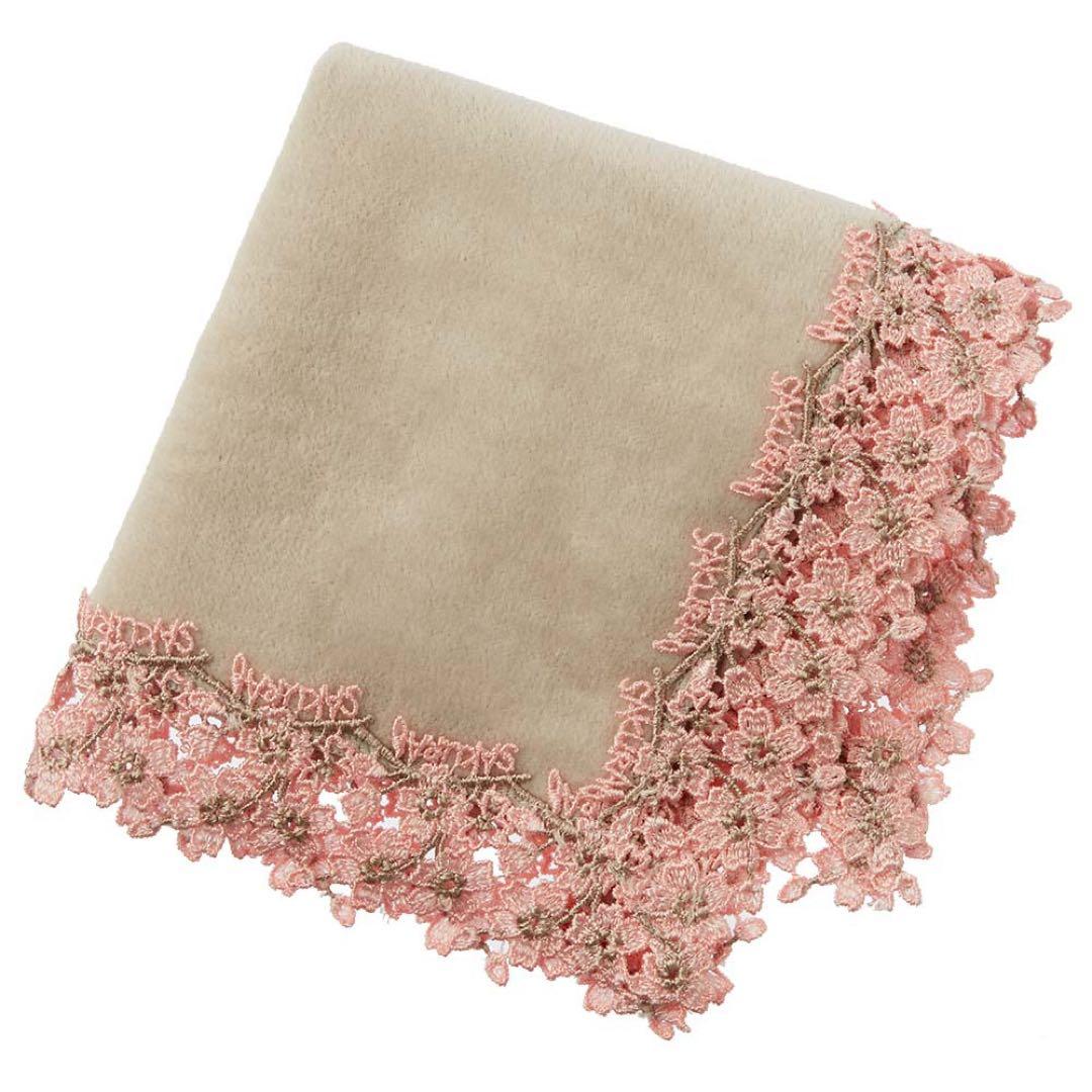 近沢レース 婦人画報別注 復刻レース タオルハンカチ サクラ 2色セット