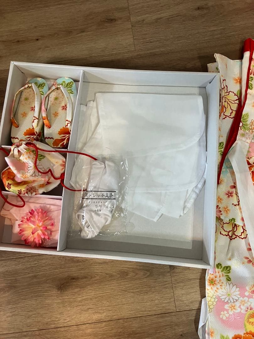 七五三用ピンク花柄着物セット　3歳