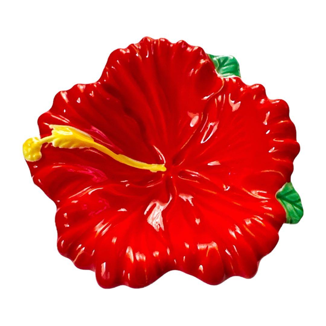 希少な日本製！【新品未使用】ハイビスカス 陶器 アクセサリートレイ 2点セット