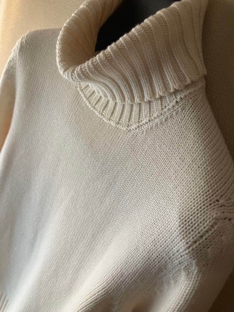 Drumohr メリノウール 8G タートルネックニット オフホワイト 46