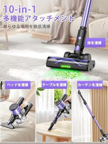 A掃除機 コードレス【68000pa超強力吸引・55分間連続稼働・自立式】 コー