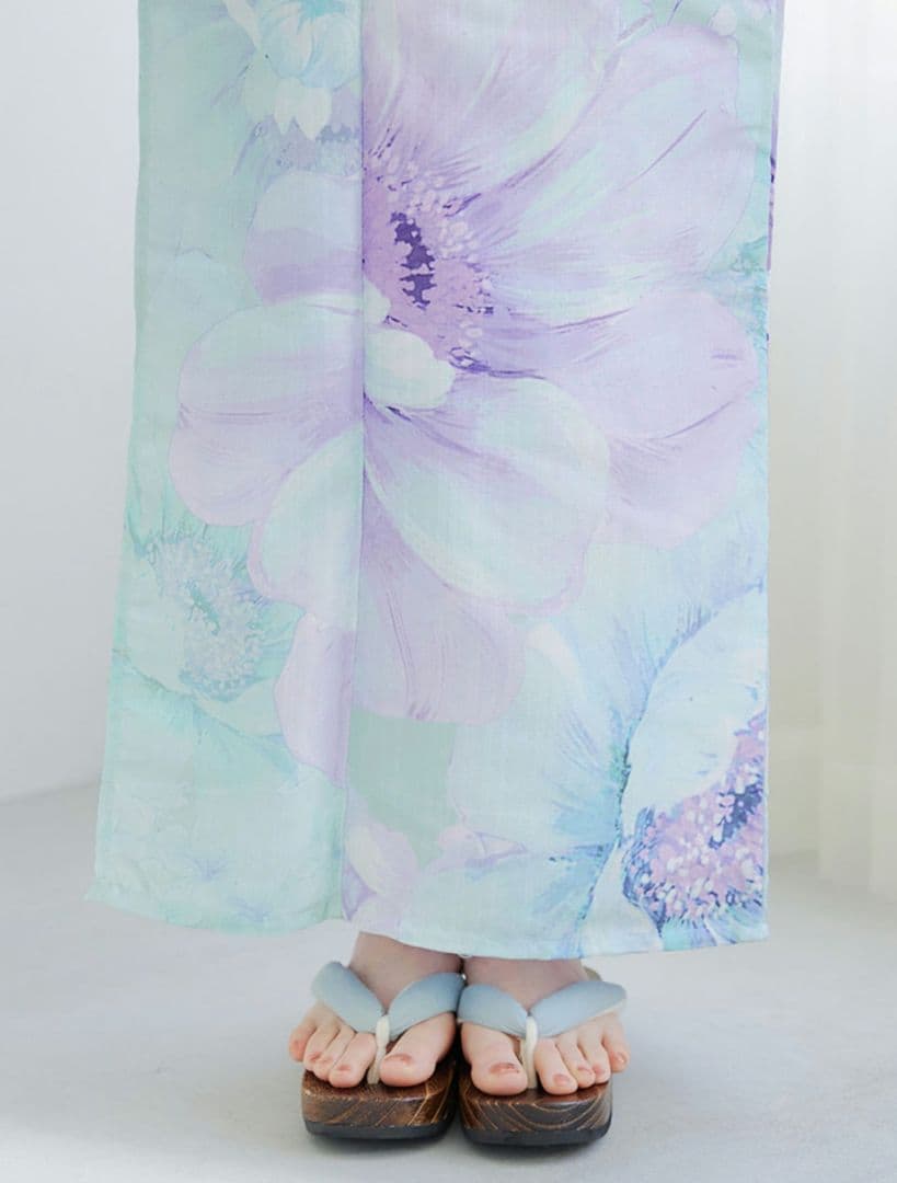 ニュアンスフラワーミント牡丹浴衣 3点セット