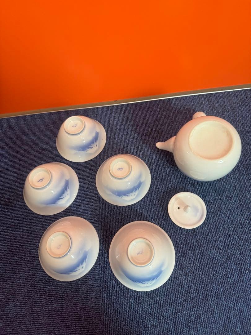 1836 深川製磁　富士山文　茶器セット　急須1客　湯呑5客