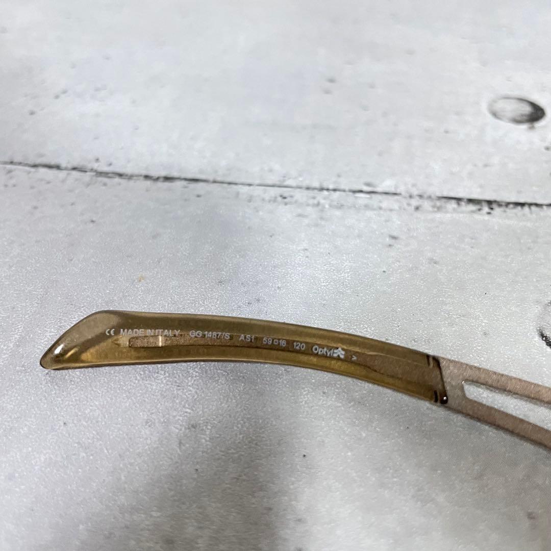 美品　グッチ　1487 インターロッキング　サイドロゴ　GGロゴ　サングラス　茶