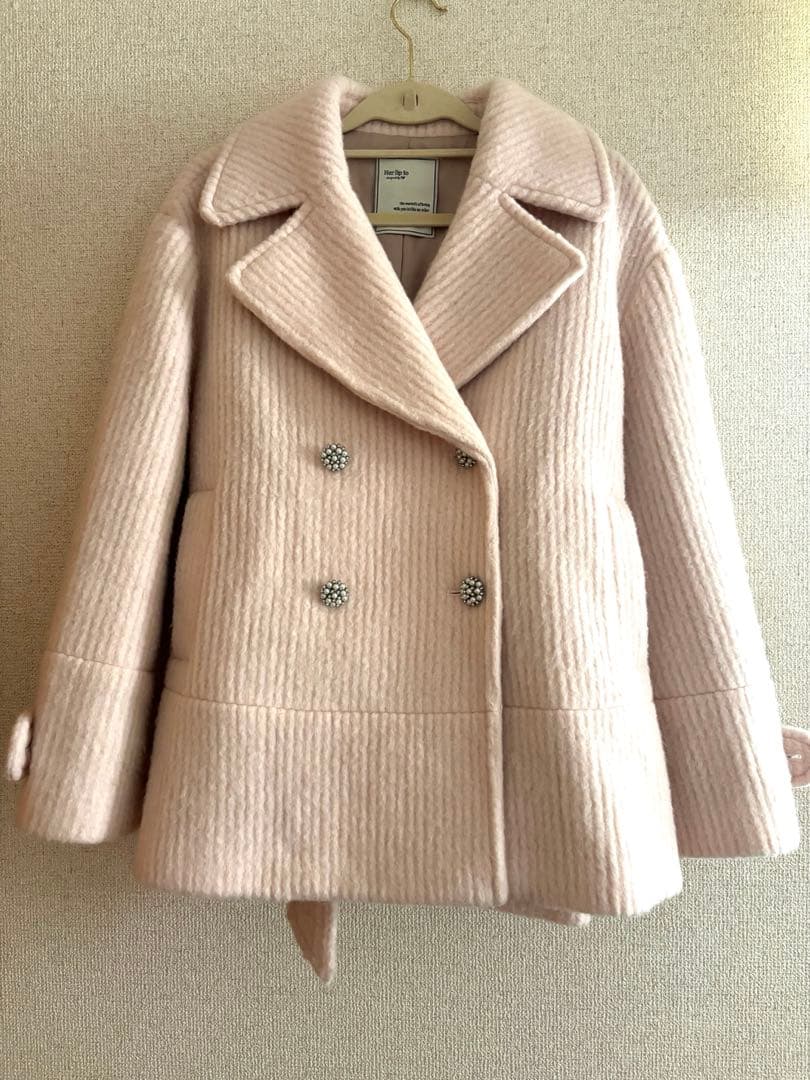 Herlipto Odette Wool-Blend Coat ピンク