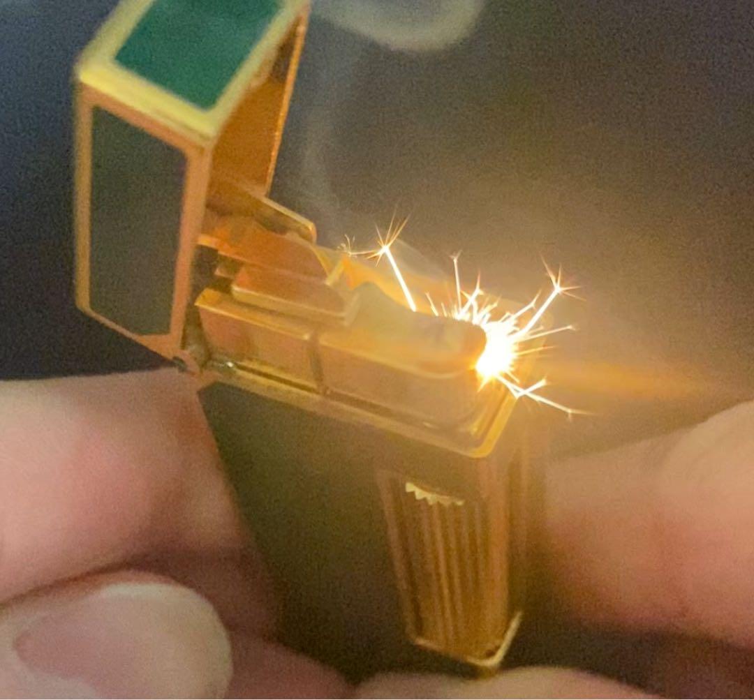 ダンヒル ガスライター グリーンマーブル ゴールド 希少 ヴィンテージ