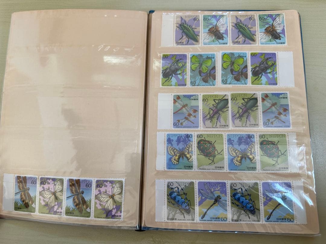 昭和記念切手アルバム 日本切手 未使用多数 ブロック連刷　蒸気機関車・美人画ほか