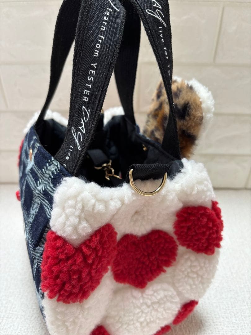 さ*ー様 コヤンイサムチョン　ハンドメイド　ハートボアバッグ　赤　ヒョウ柄うさち