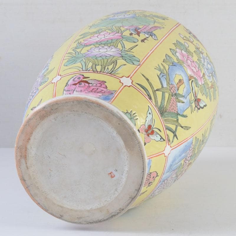 中国　粉彩　花草鳥文瓶　花瓶　V　9820A