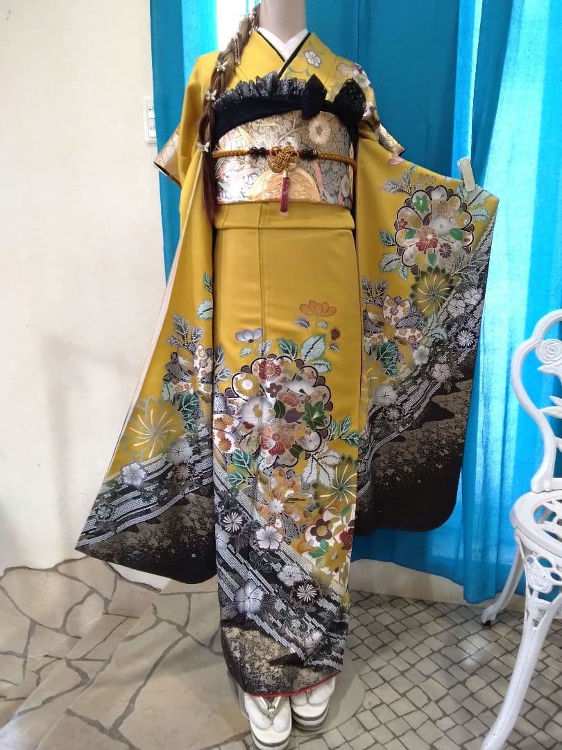 振袖フルセット、正絹振袖、成人式、重ね衿、帯揚げ帯締め、西陣袋帯、長襦袢