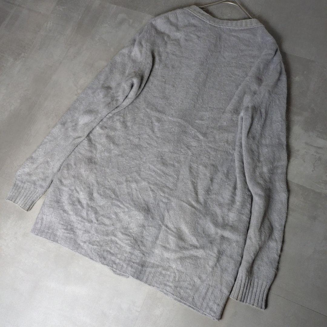 Drawerカシミヤ100%シャギー ロングニットカーディガン