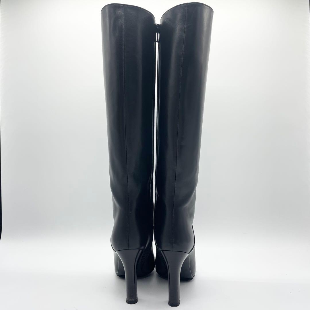 【美品】DIANA ダイアナ ロングブーツ サイドジップ レザー 黒 22.5