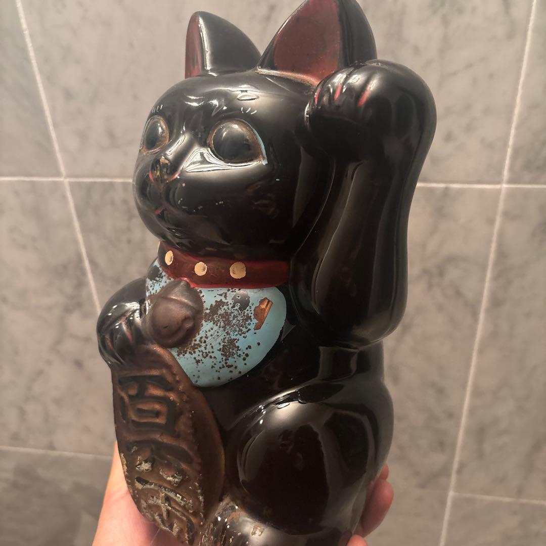 1920-30年代アンティーク妖艶な瞳とまつ毛が美しい陶器の招き猫