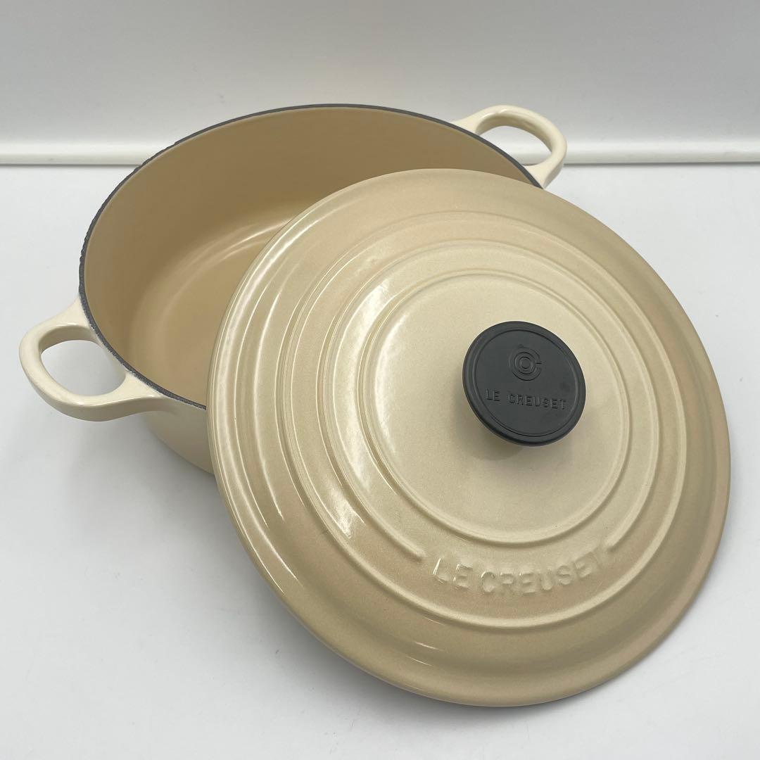 美品　LE CREUSET ジャポネーズ　両手鍋　24cm アイボリー