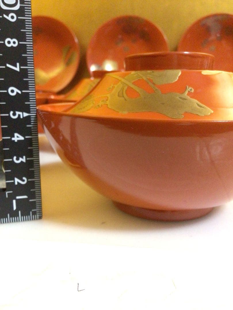 木製 蒔絵入り吸物椀10客 蓋の内側にも蒔絵