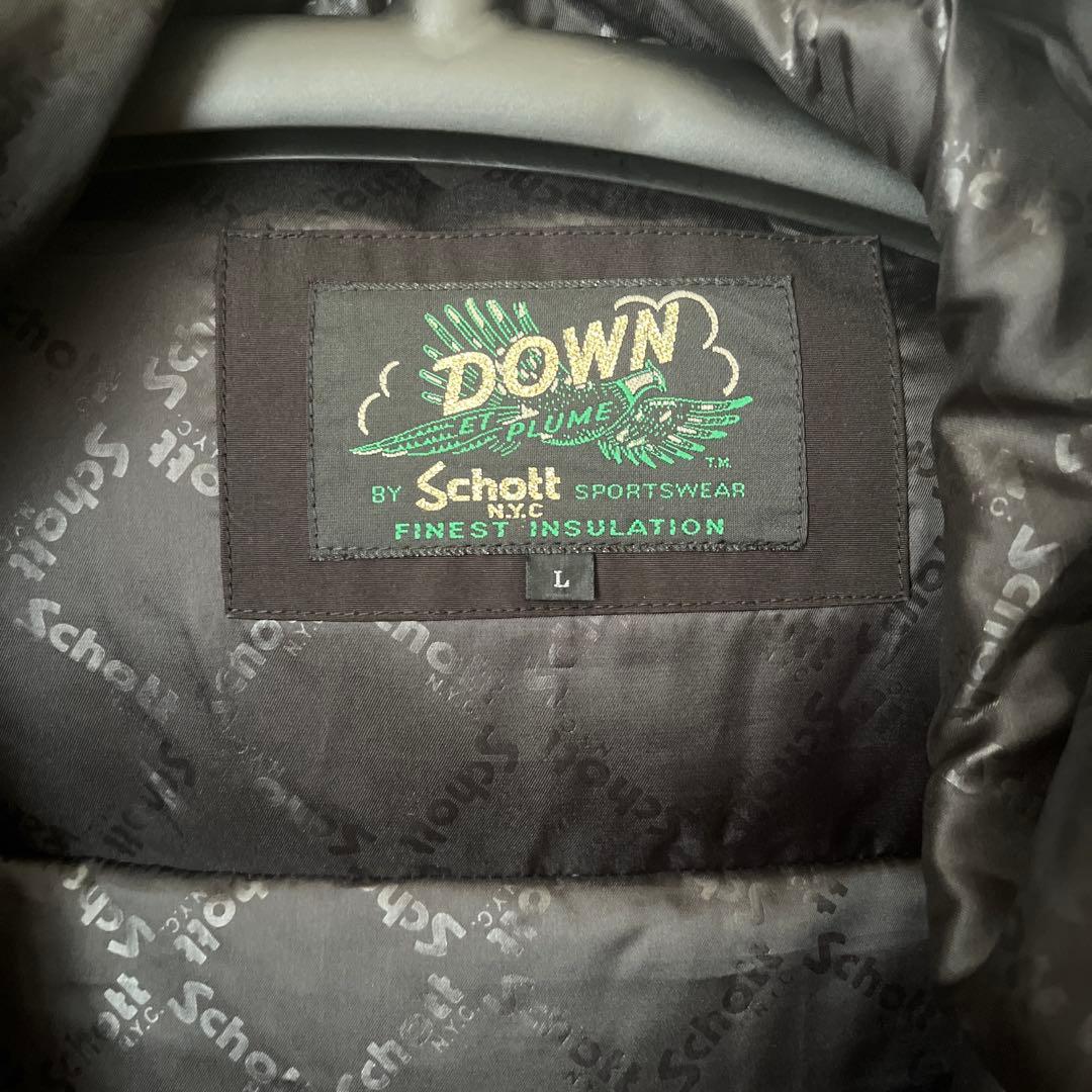 SCHOTT DOWN ブラックダウンジャケット Lサイズ
