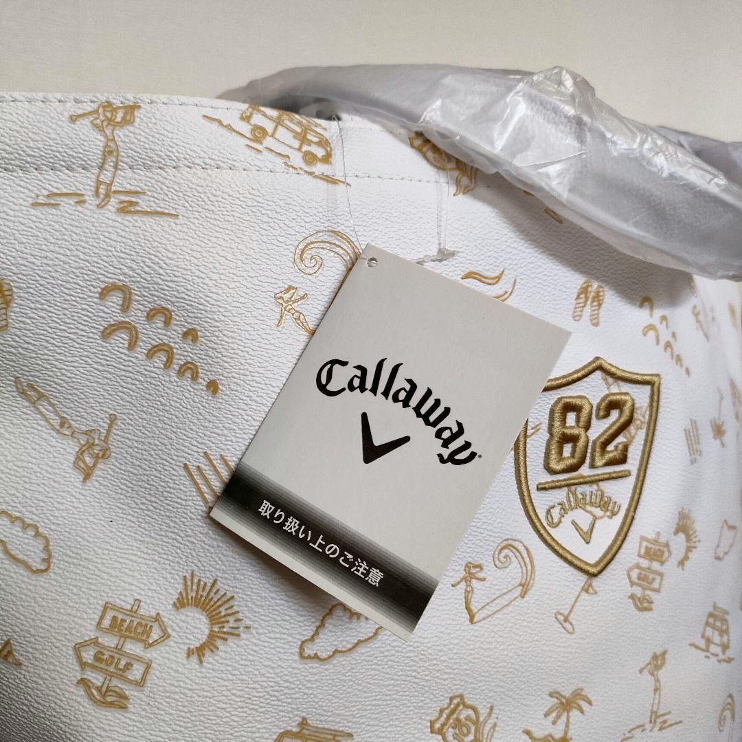 ★未使用品★Callawayゴルフトートバックビーチモチーフ 合成皮革 ホワイト