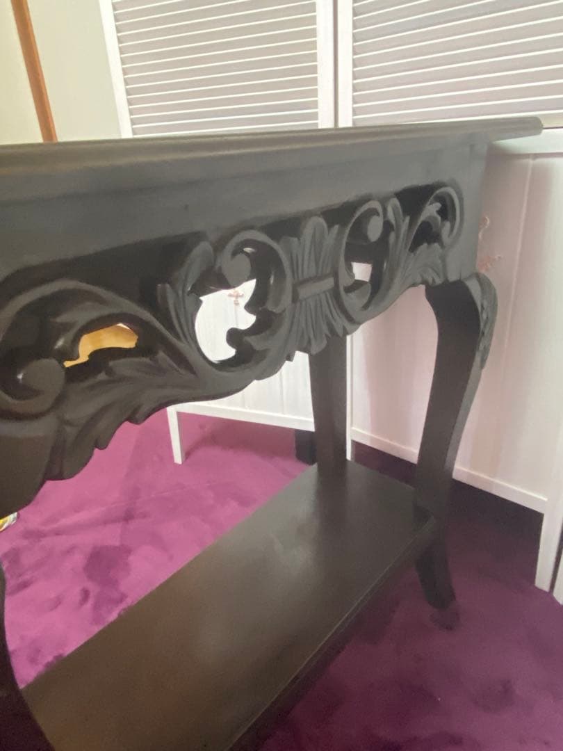 透かし彫♦️彫刻 猫脚 コンソールテーブル♦️コロニアル アンティーク♦️ブラウン