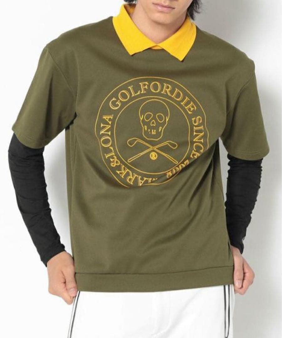 MARK&LONAオリーブグリーン スカルロゴ ポロシャツ 50新品未使用