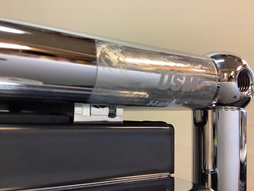 鍵付き　USMハラー　デスクワゴン　２段　ブラック　脇机　袖机