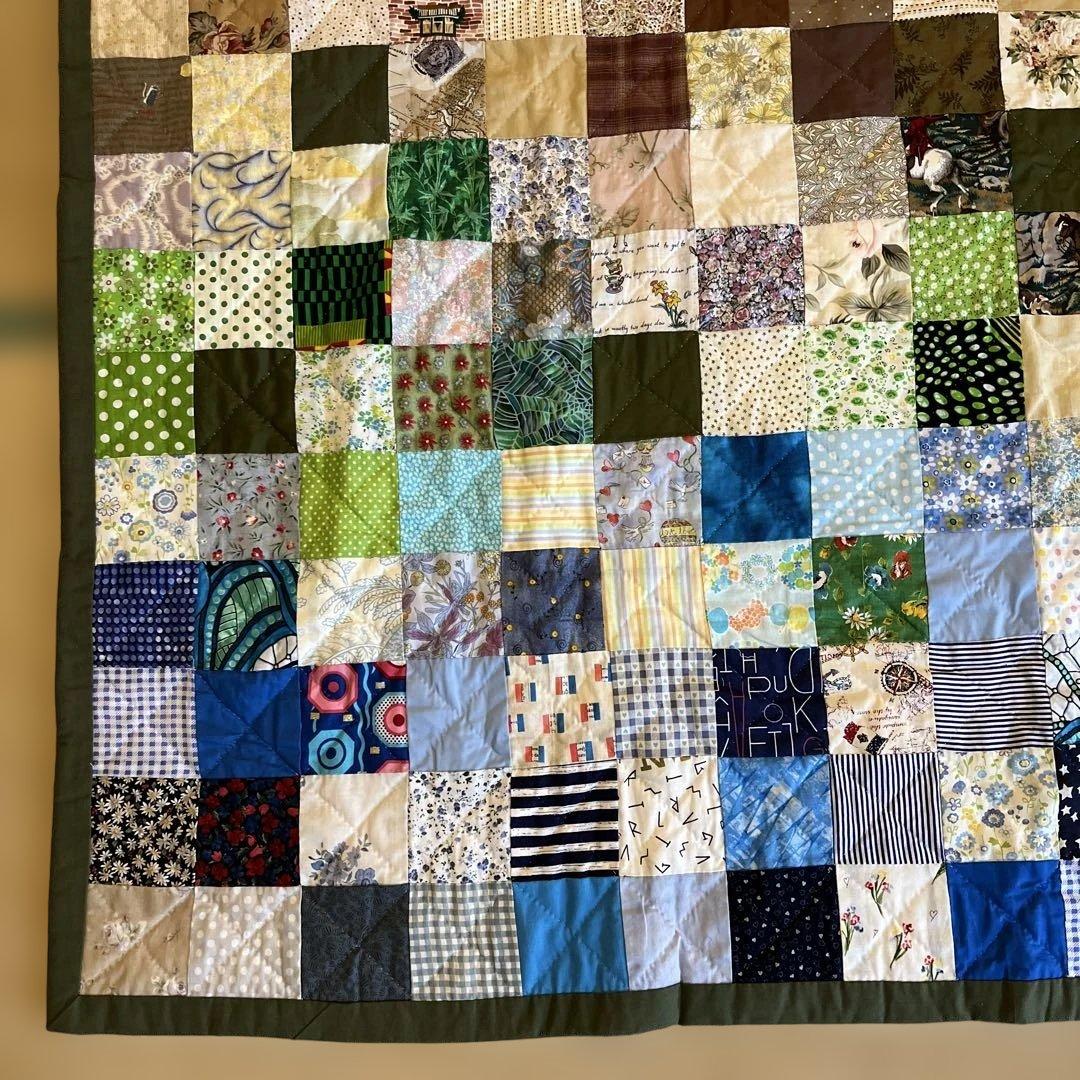 値下げ！手縫いパッチワーク　ベッドカバー(特大)　230×130㎝ おまけ付き