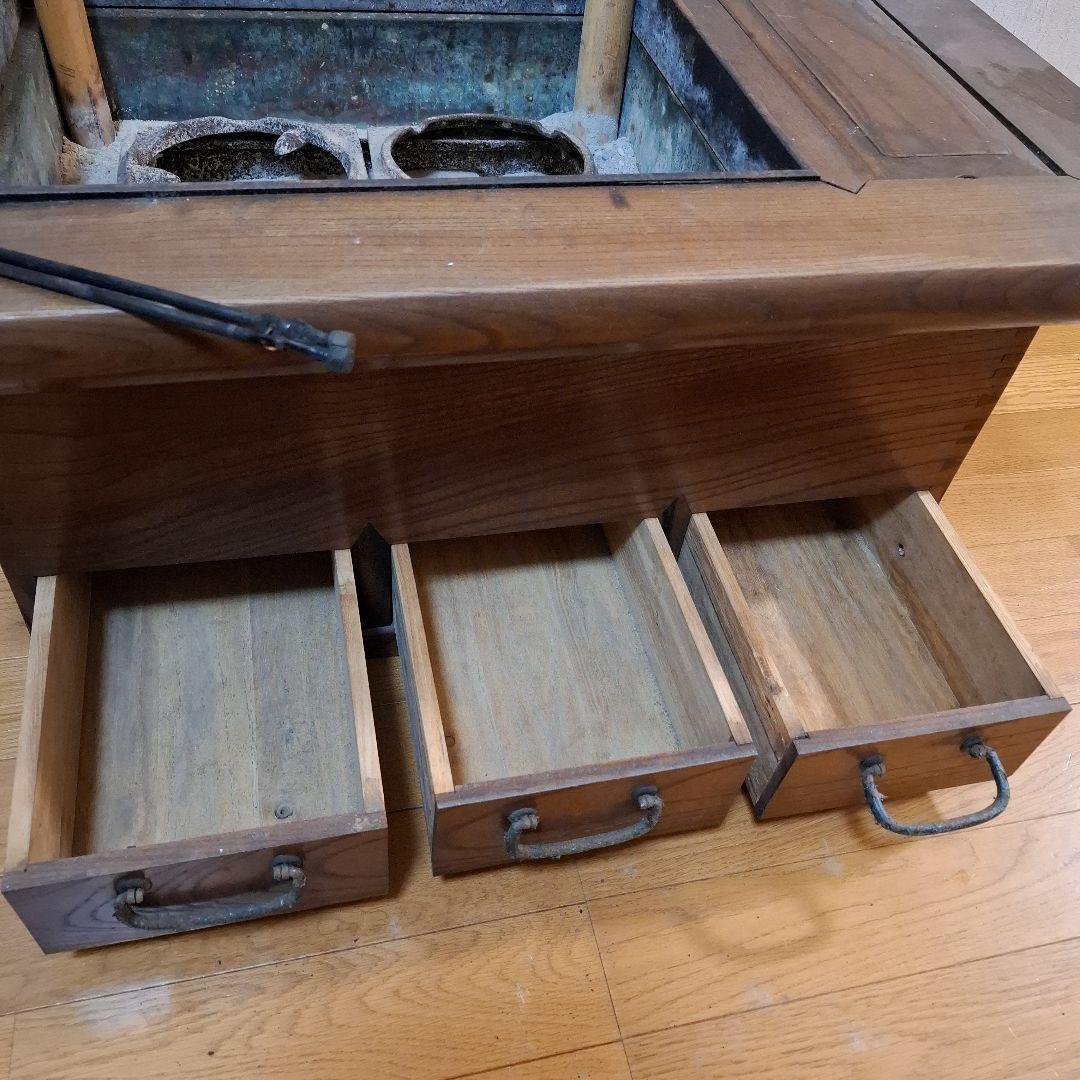 関西長火鉢　引き出し3杯　古道具 茶道具 囲炉裏 古民家　アンティーク 長火鉢