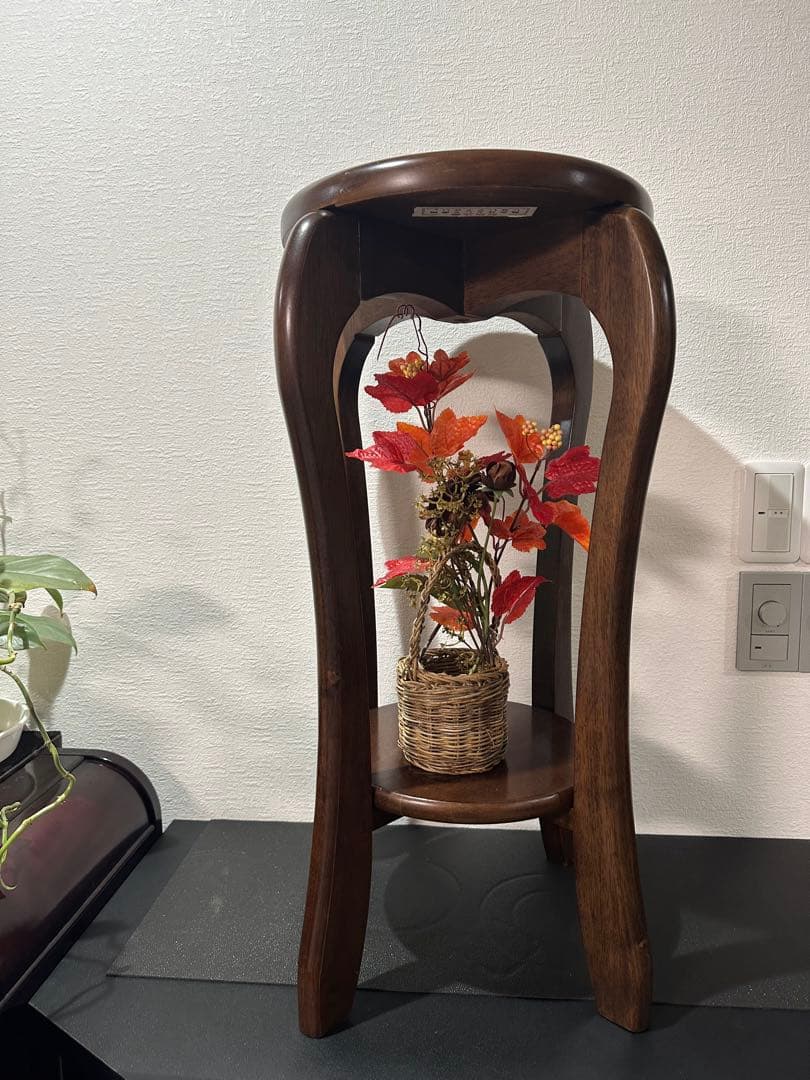 フラワースタンド 花台 二段ラック サイドテーブル 木製 飾り台 台 天然木