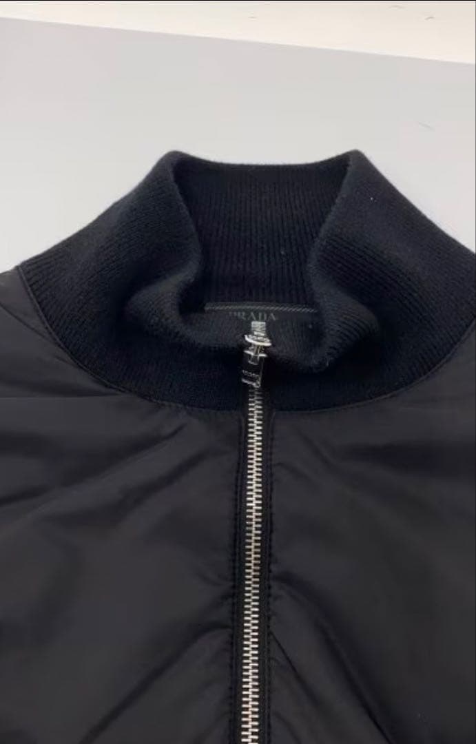 PRADA 46 ナイロン　ニットジャケット　Ｍ　黒