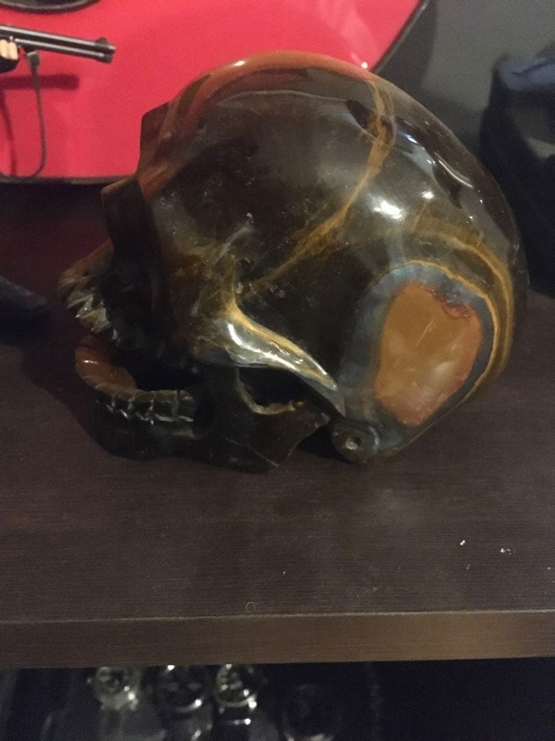 タイガーアイ　置物　頭蓋骨　SKULLオブジェ　巨大　天然石