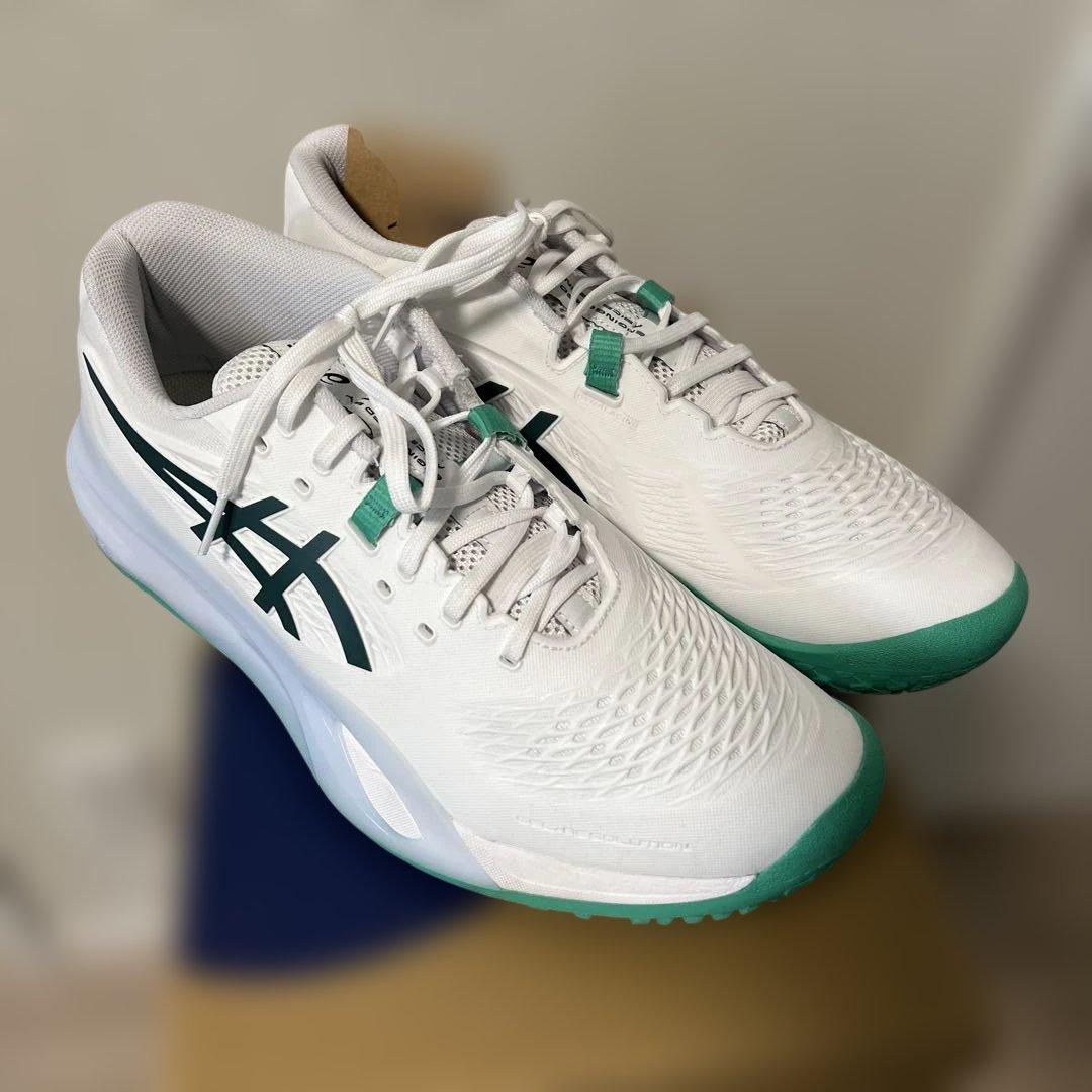 ASICS テニスシューズ 28.5cm ホワイト/グリーン