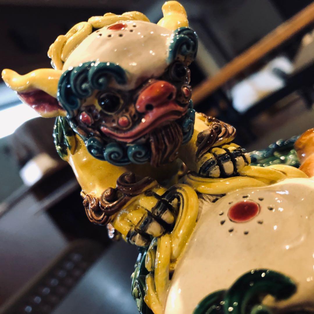 台湾 交趾焼 双獅(林 智信 作)