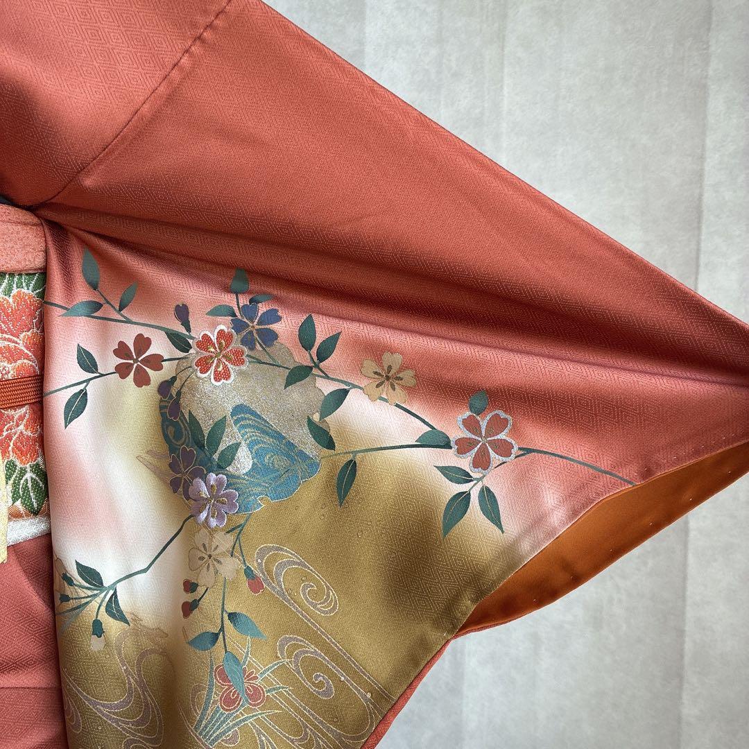 a*i様 訪問着　フルセット　着物　正絹　袷　刺繍　枝花　雪輪　J5