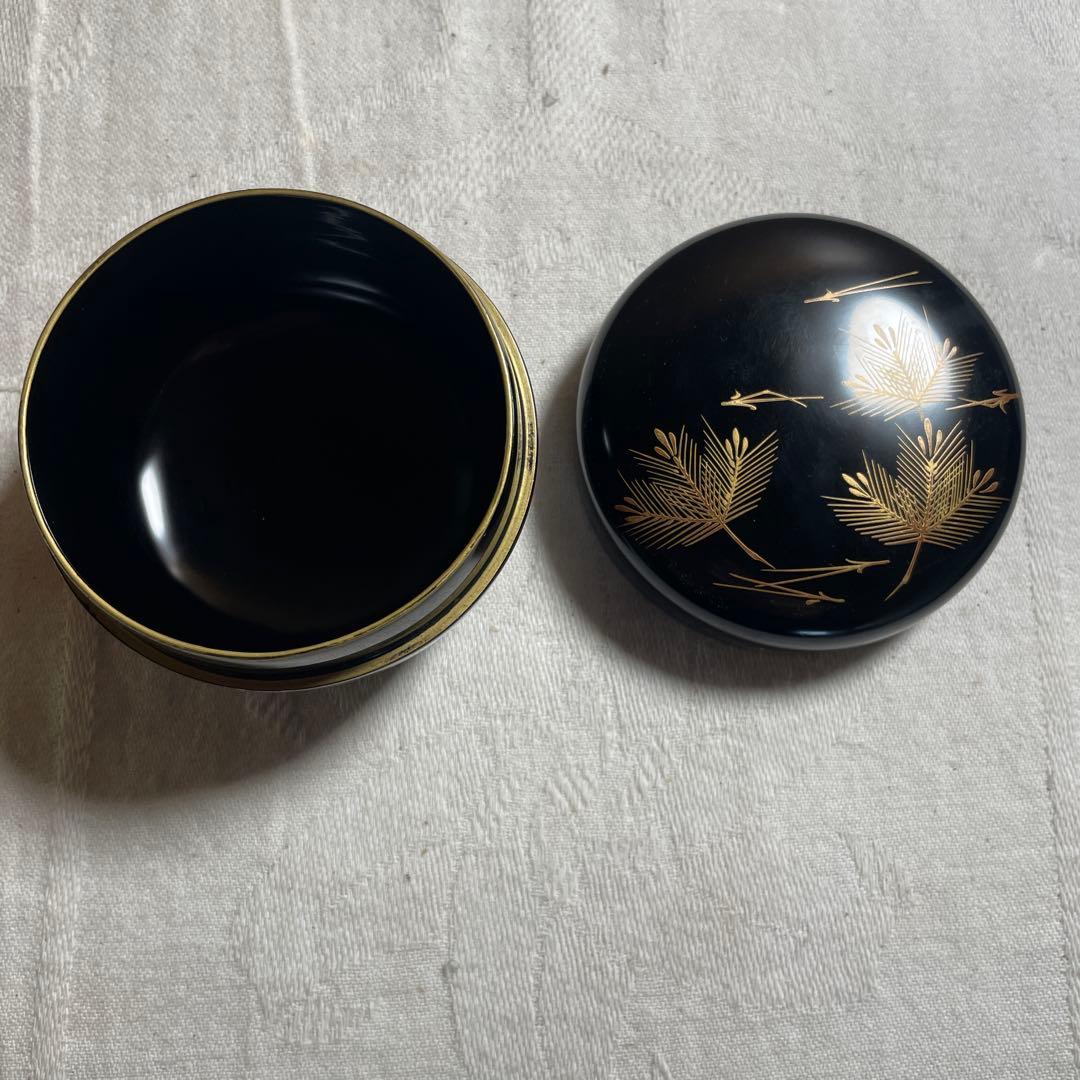 【茶道具】十二世 坂下雄峰作 松葉蒔絵 棗（なつめ） 山中塗 共箱付き