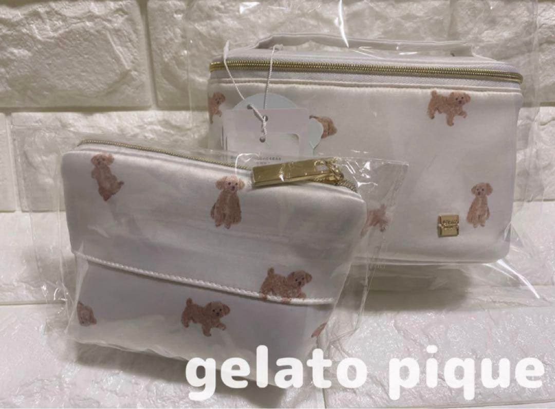 【まめ】ジェラートピケ❤︎トイプードルエコバッグ新品未開封 ポーチ×2新品