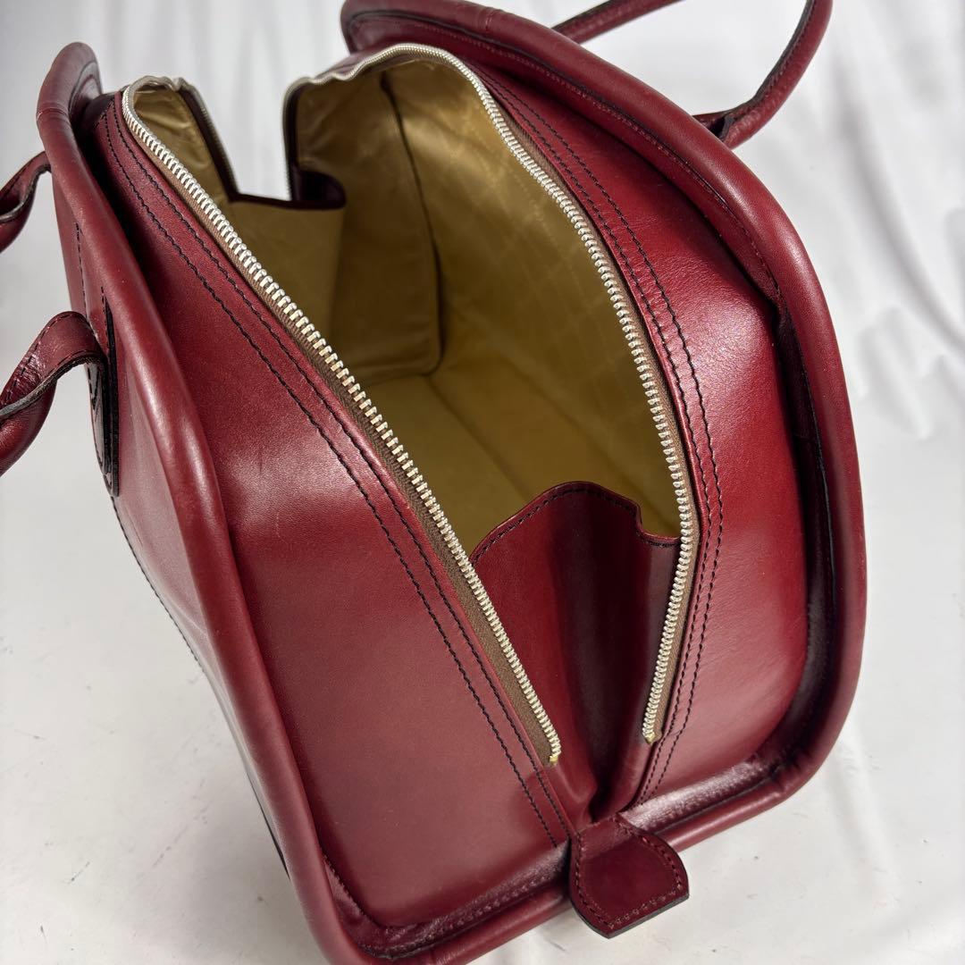 青木鞄 ボストンバッグ オールレザー ボルドー　鍵付き　自立