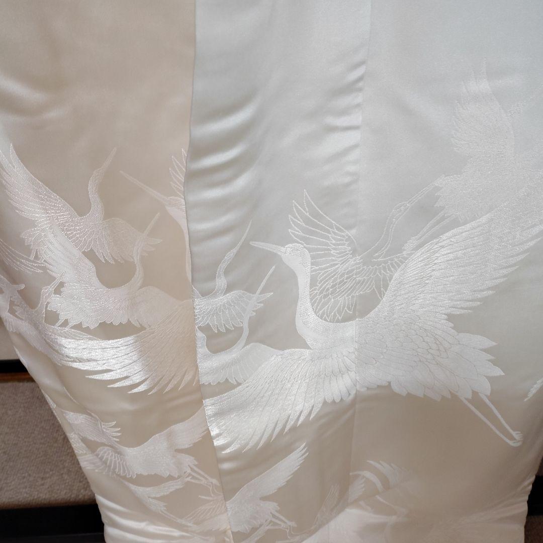 緞子生地白無垢 鶴のみ柄絹G