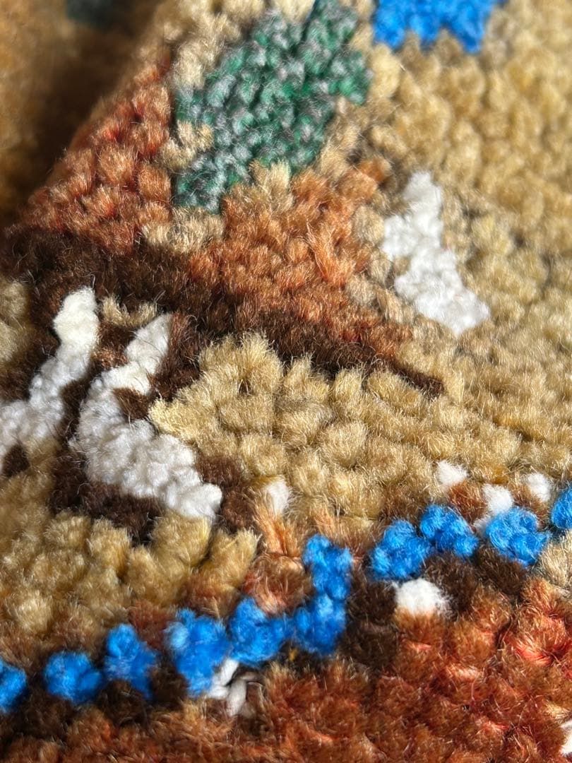 レア柄　トルコ　ヴィンテージ　ラグ　トルコラグ　ウール　モコモコ