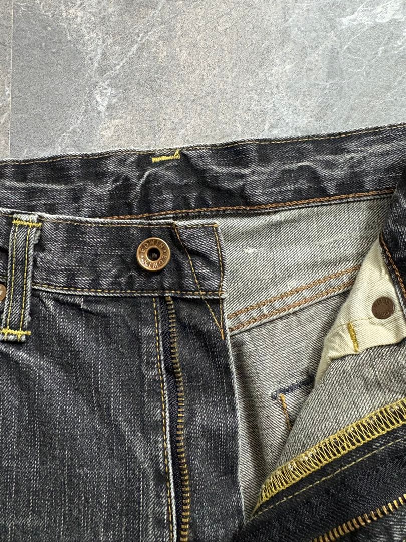 パンツ EDWIN selvage wide black denim pants W32