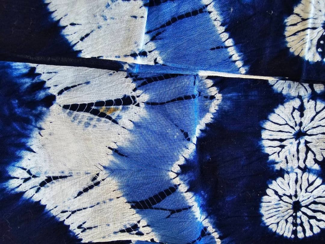 珍しい　有松鳴海絞り　縫い締め　丸紋　反物