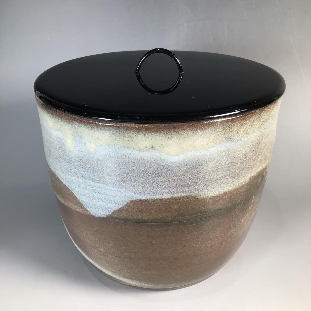 Ｎ７５３　水指　『高取焼』『十一代静山造』『表千家　堀内宗完箱書』　共箱　茶道具