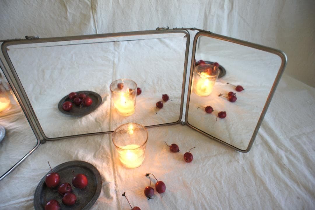 蛍　様　フランスアンティーク　折り畳み　ミラー　ドレッサー　鏡　シャビー