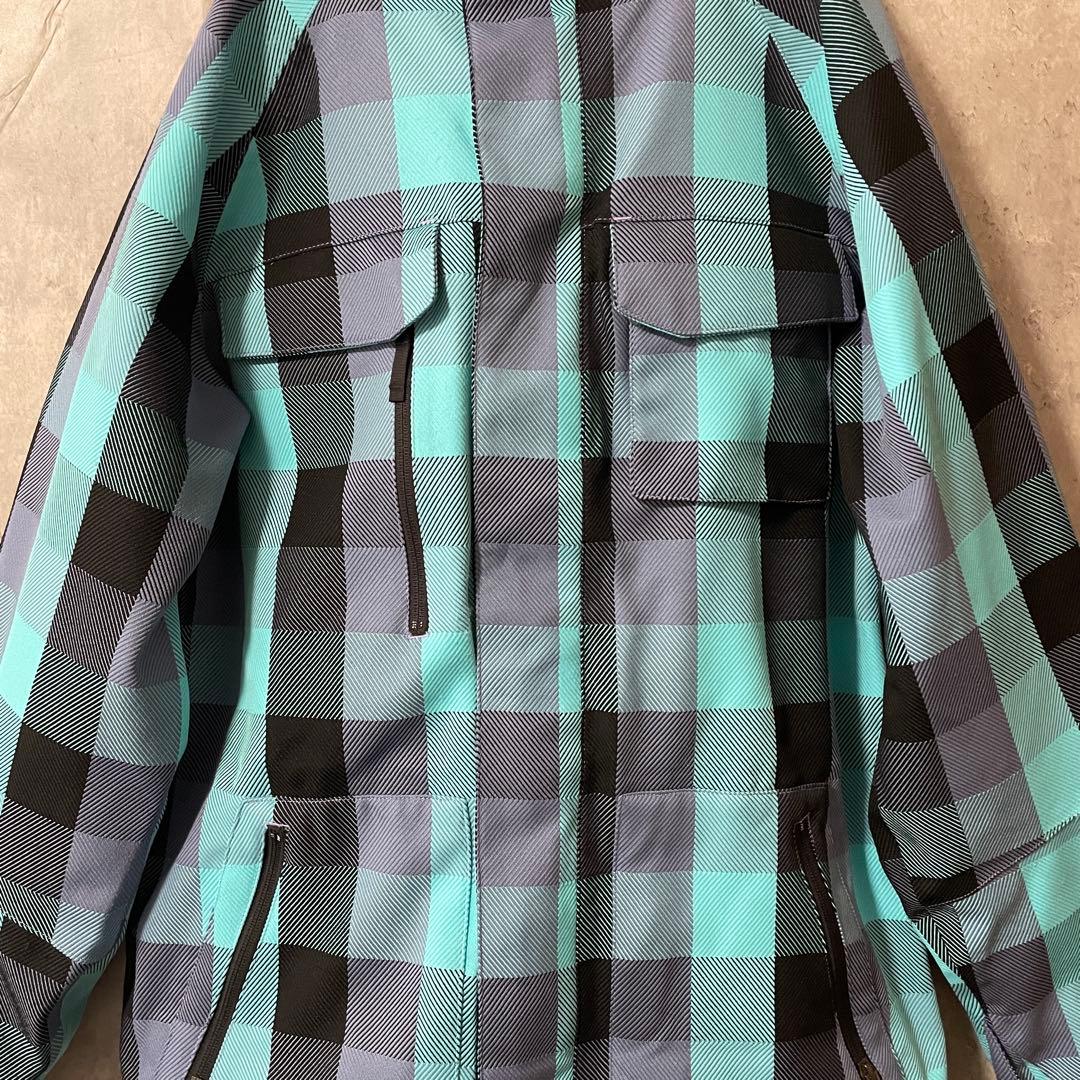 Burtonバートンスキーウェアスノーボードジャケットパーカーフード水色チェック