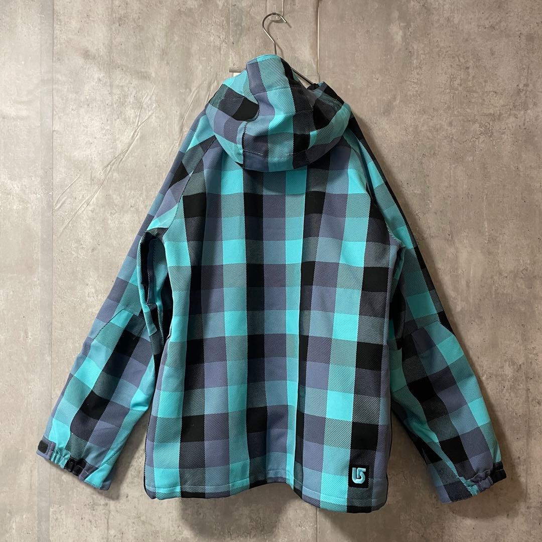 Burtonバートンスキーウェアスノーボードジャケットパーカーフード水色チェック